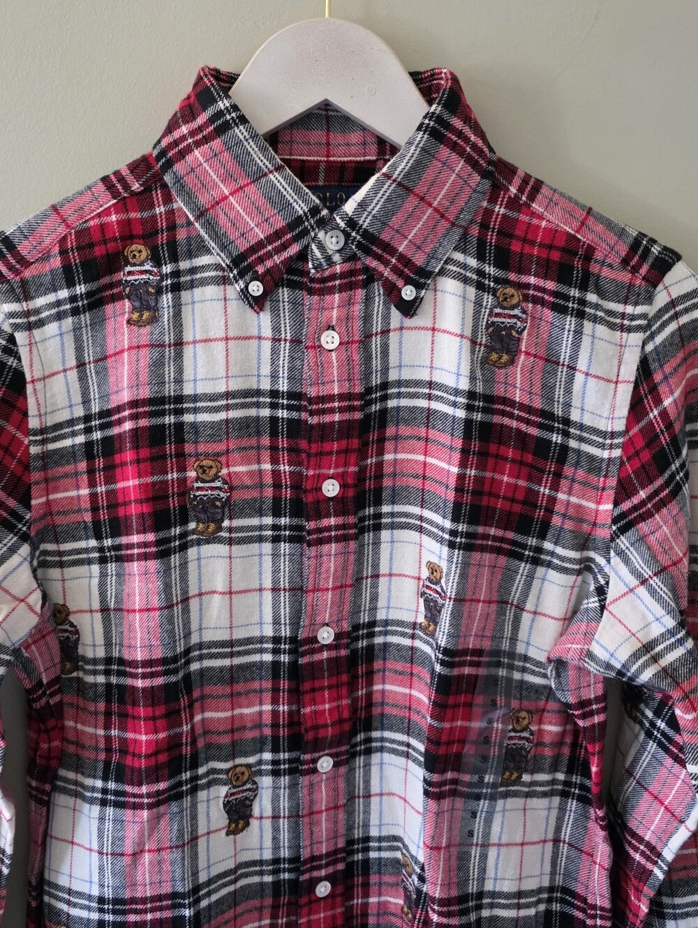 NWT Polo Ralph Lauren S Old Money Coastal Embroidered Bear Plaid Flannel Shirt - Picture 6 of 16